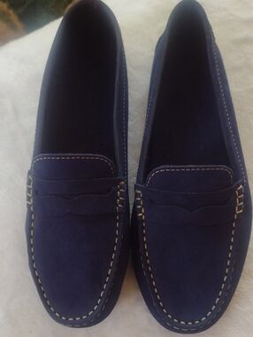 Women's Navy Suede Penny Loafers